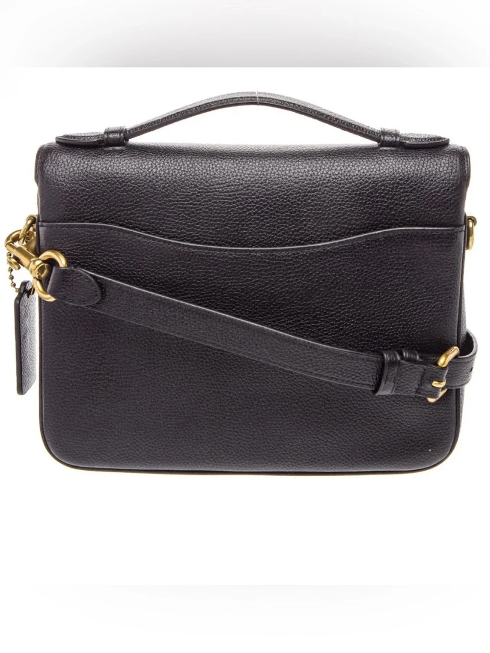 Coach Black Pebbled Leather Top-Handle Satchel with Gold Hardware